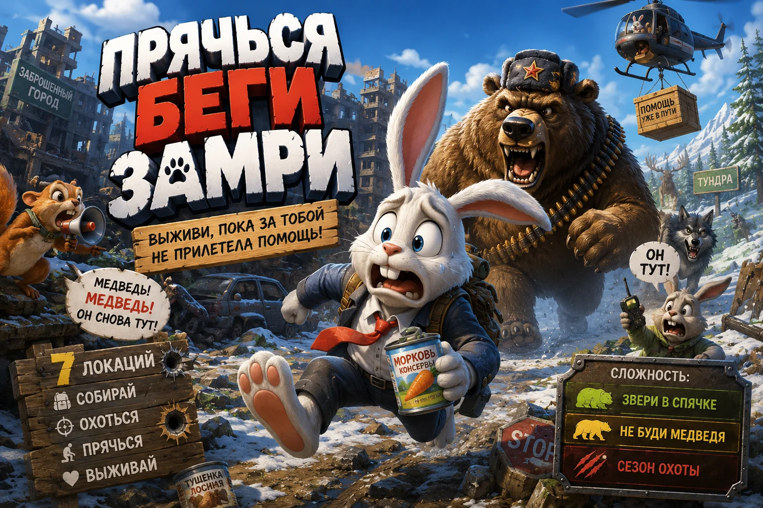 Прячься, беги, замри — баннер игры